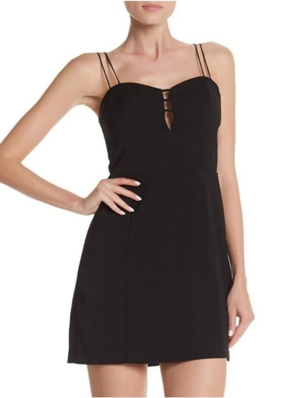 J.O.A. Black Strappy Sweetheart Bustier Mini Dress